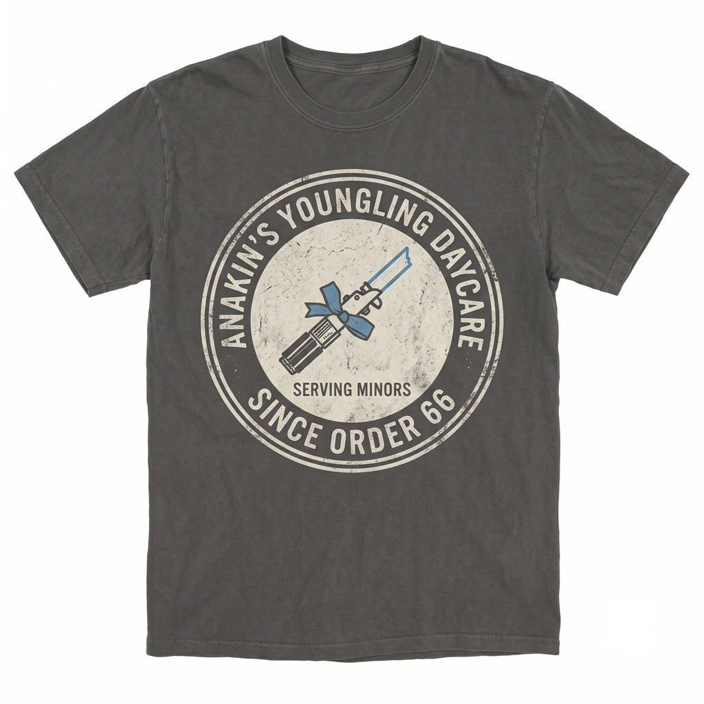 Anakin Youngling Daycare Lightsaber Sci-Fi Humor Jedi Vacation Matching Family Graphic Unisex TShirt