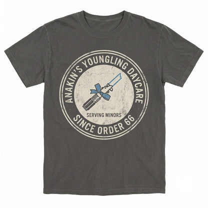 Anakin Youngling Daycare Lightsaber Sci-Fi Humor Jedi Vacation Matching Family Graphic Unisex TShirt