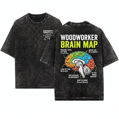 Woodworker Brain Funny Carpenter Workshop Gift Men Unisex Wash T-Shirt