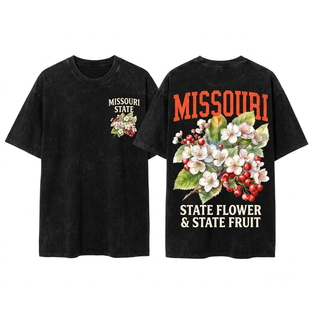 Missouri Botanical Flower Nature Travel Gift for Mom Girlfriend Unisex Wash T-Shirt