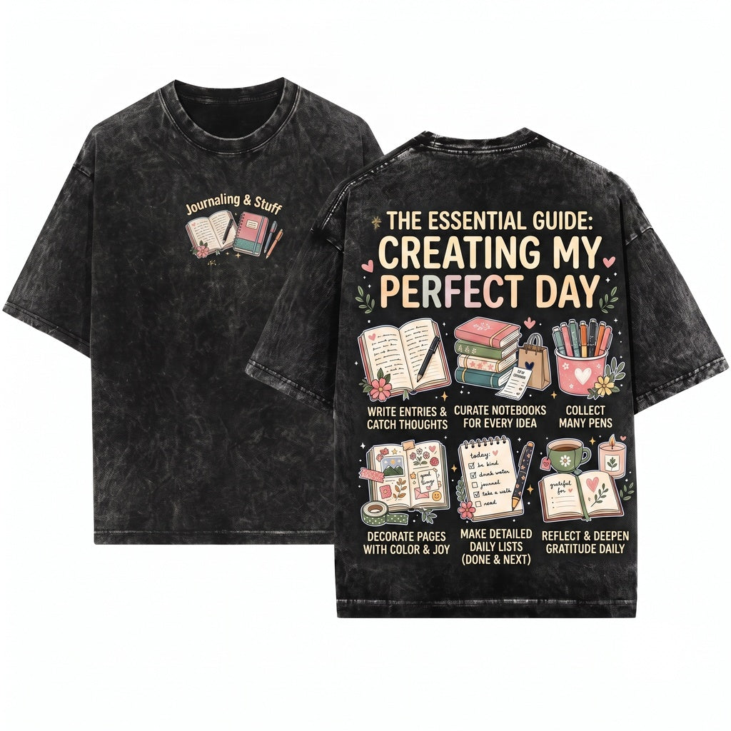 Things I Do Journaling Activities Self Care Hobbies Cozy Aesthetic Gift Introvert Writer Mental Health Unisex Wash T-Shirt
