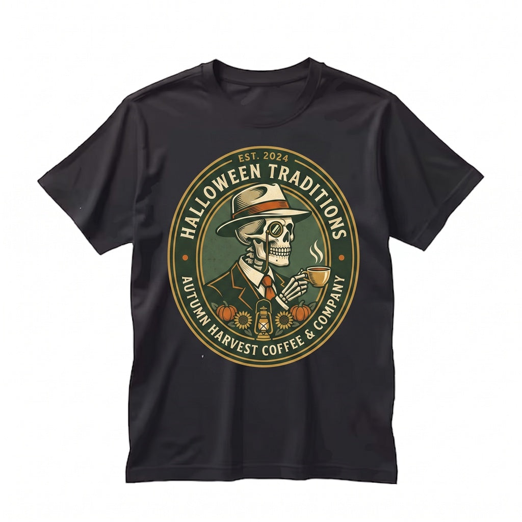 Skeleton Pumpkin Graphic Halloween Fall Autumn Harvest Unisex TShirt