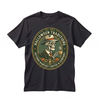 Skeleton Pumpkin Graphic Halloween Fall Autumn Harvest Unisex TShirt