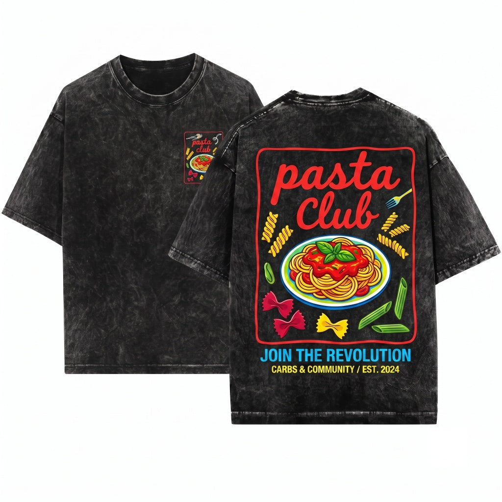 Pasta Lover Club Italian Summer Foodie Graphic Apparel Unisex Wash T-Shirt