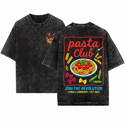Pasta Lover Club Italian Summer Foodie Graphic Apparel Unisex Wash T-Shirt