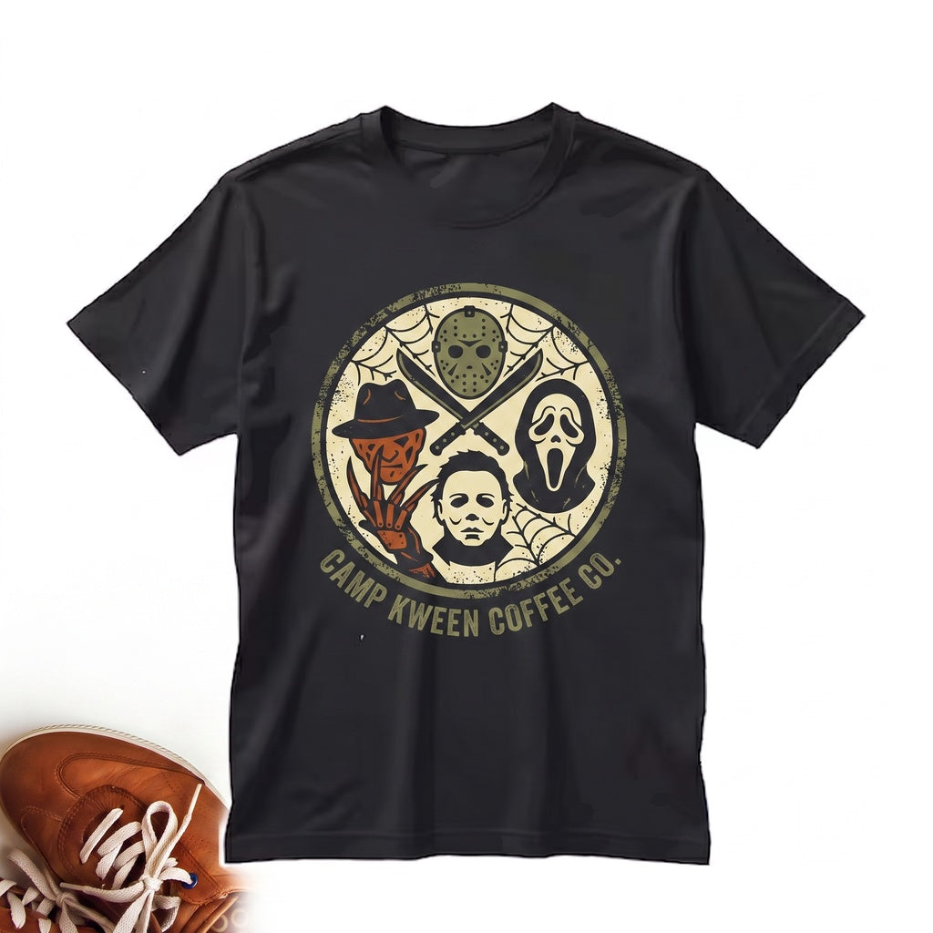 Horror Movie Coffee Graphic Sweatshirt - Slasher Hockey Mask Ghost Killer Halloween Spooky Gift Apparel - Unisex TShirt