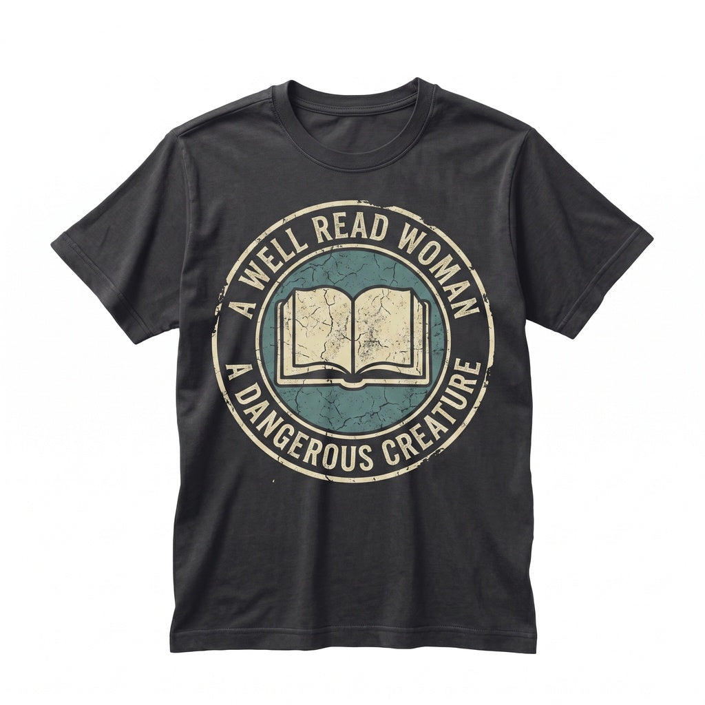 Well Read Woman Is Dangerous Creature Embroidered Jane Austen Feminist Bookworm Literary Gift Unisex TShirt