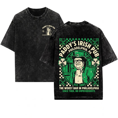 Paddys Irish Pub Frank Reynolds Leprechaun Funny Graphic Vintage Unisex Wash T-Shirt