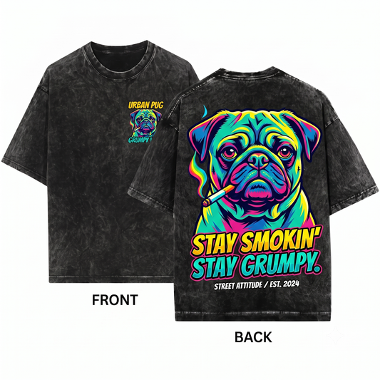 Vintage Grunge Smoking Petit Brabancon Tee Funny Y2K Edgy Dog Meme Graphic Comfort Colors Style Pet Lover Gift Unisex Heavyweight Garment-Dyed T-Shirt