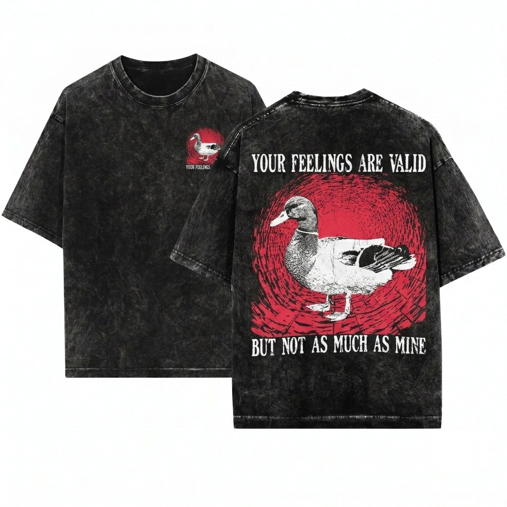 Your Feelings Are Valid Funny Vintage Japanese Duck Unisex Wash T-Shirt