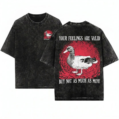 Your Feelings Are Valid Funny Vintage Japanese Duck Unisex Wash T-Shirt