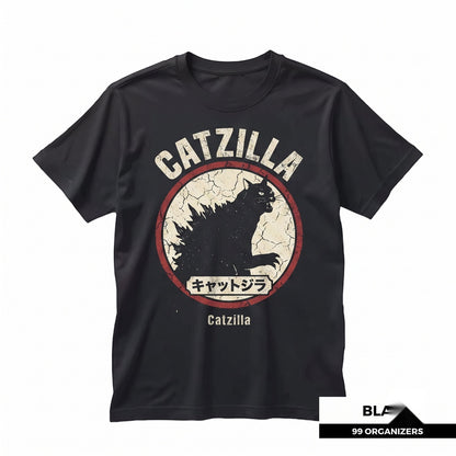Giant Monster Kitty Japanese Graphic Streetwear Funny Retro Feline Apparel Unisex TShirt