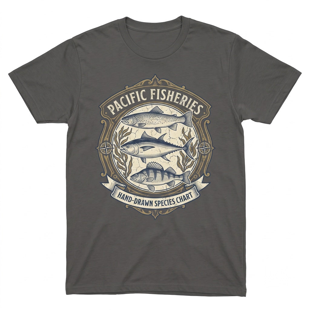 Vintage Fish Species Chart Retro Fisherman Angler Graphic Apparel, Unisex TShirt