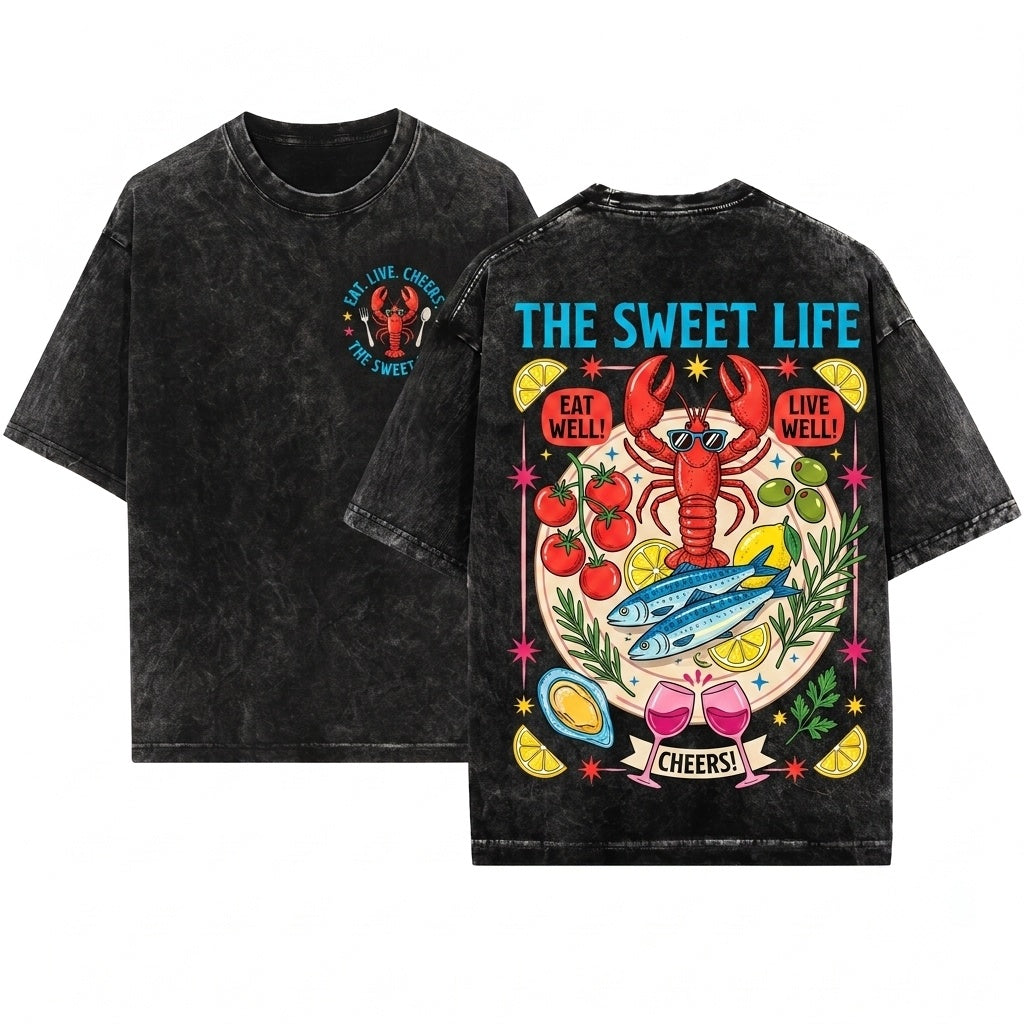 La Dolce Vita Coquette Italian Graphic Summer Vacation Top Unisex Wash T-Shirt