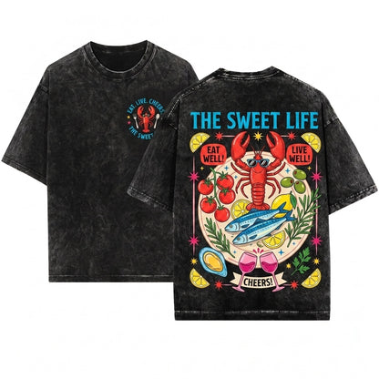La Dolce Vita Coquette Italian Graphic Summer Vacation Top Unisex Wash T-Shirt