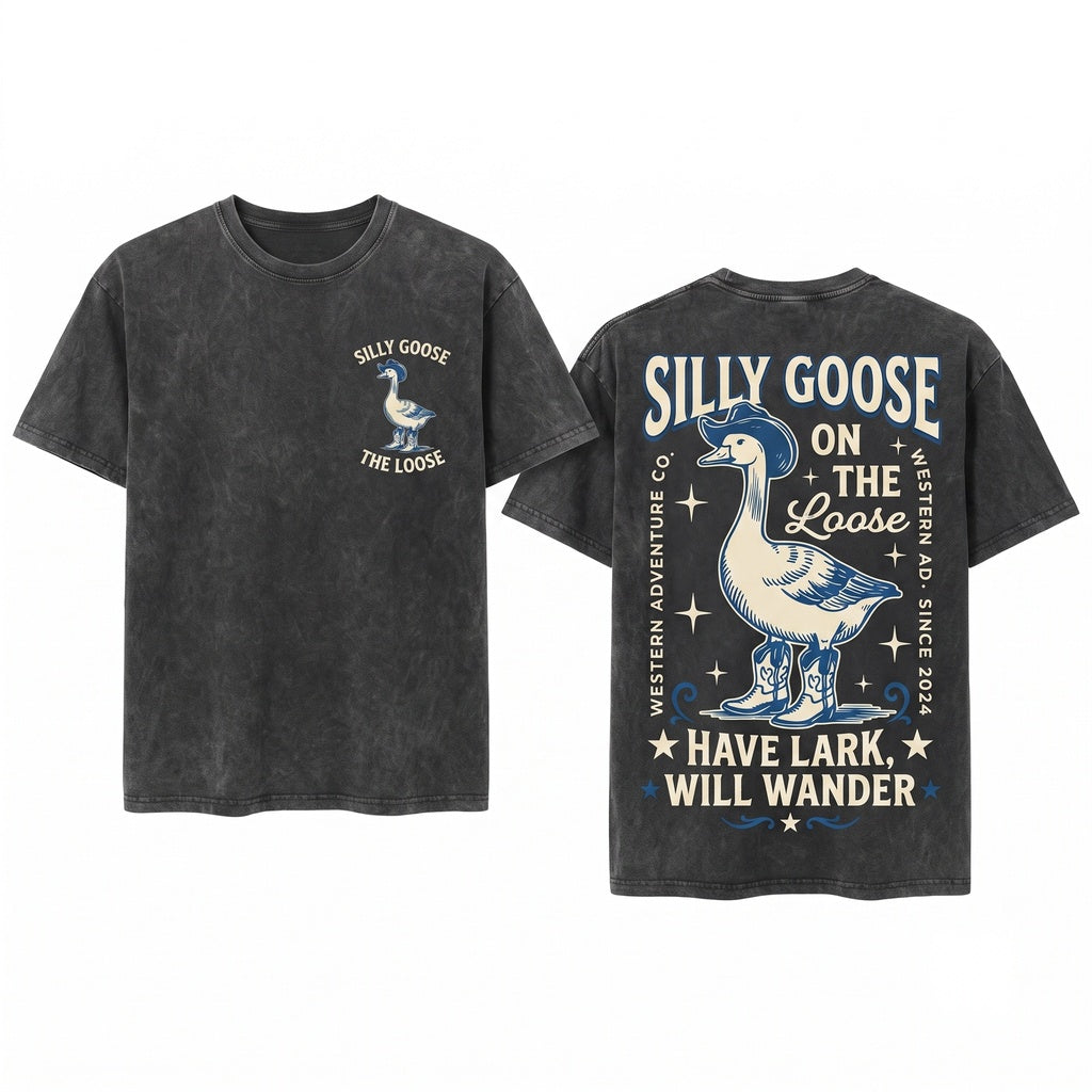 Silly Goose On The Loose Cute Aesthetic Meme Farm Girl Gift Unisex Wash T-Shirt