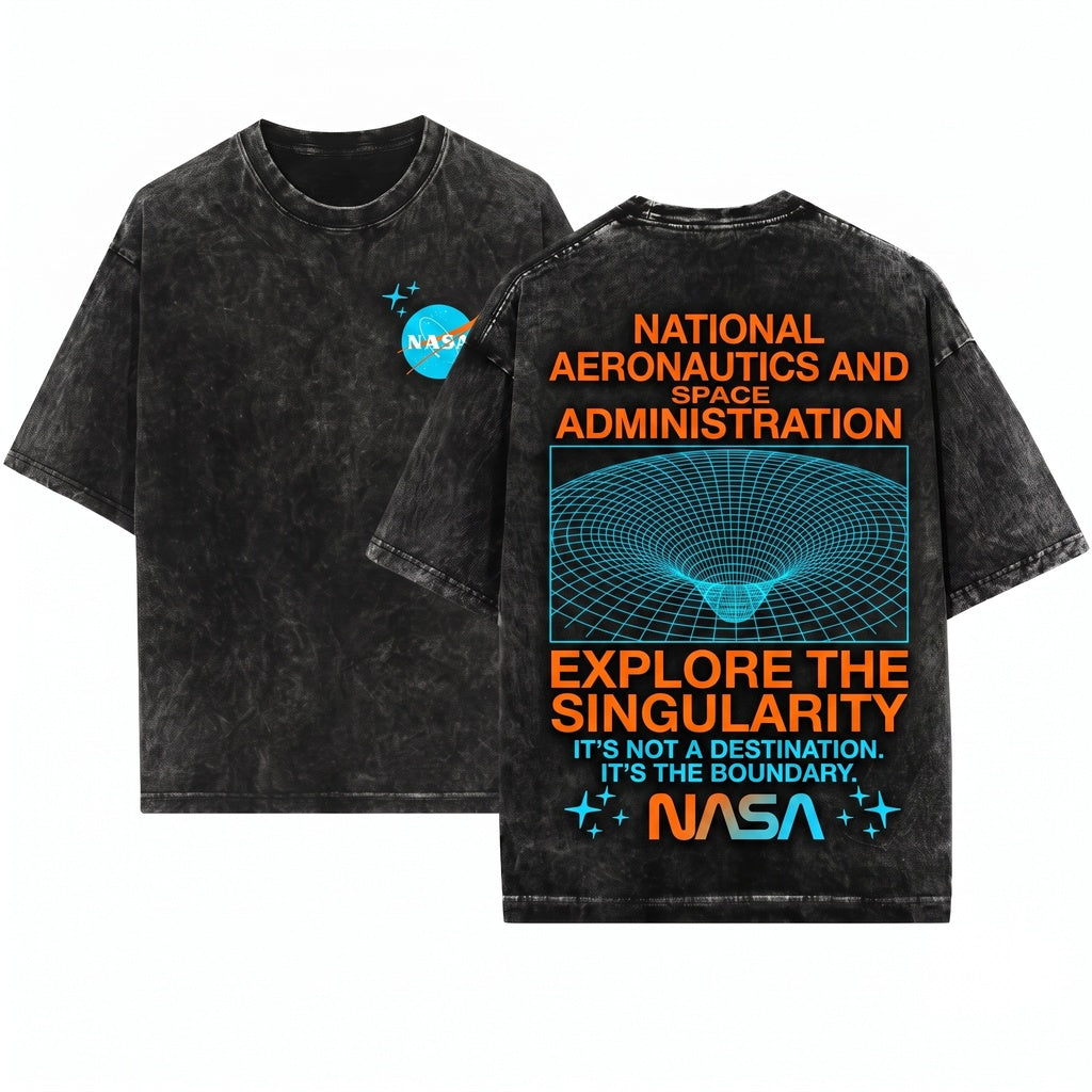 NASA Wormhole Space Nerd Graphic Apparel Unisex Wash T-Shirt