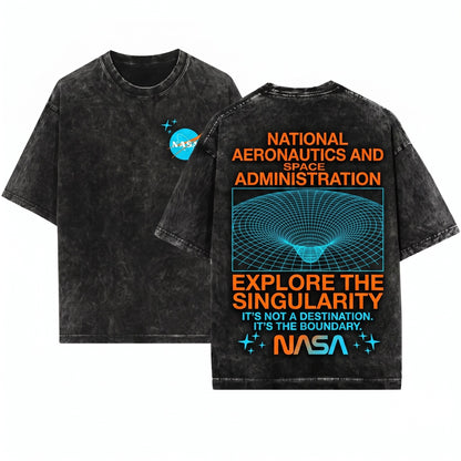 NASA Wormhole Space Nerd Graphic Apparel Unisex Wash T-Shirt