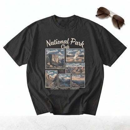 Vintage National Park Club Yosemite Yellowstone Glacier Zion Outdoor Hiking Trail Graphic Unisex TShirt