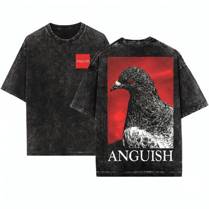 Anguish Pigeon Graphic Pullover Crewneck Sweater Heavyweight Apparel Unisex Wash T-Shirt