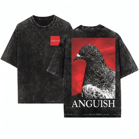 Anguish Pigeon Graphic Pullover Crewneck Sweater Heavyweight Apparel Unisex Wash T-Shirt