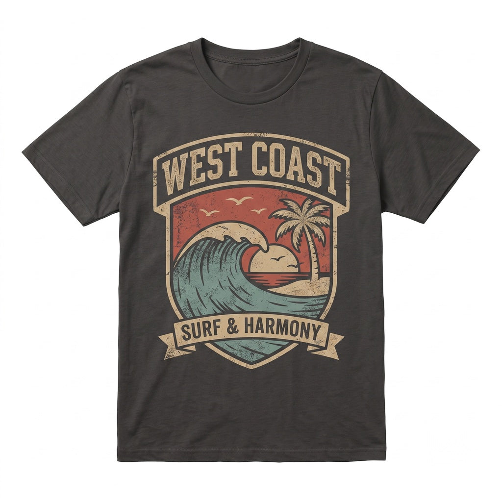 Vintage Retro Beach Sunset Heart Graphic Summer Vibes Cotton Vacation Unisex TShirt