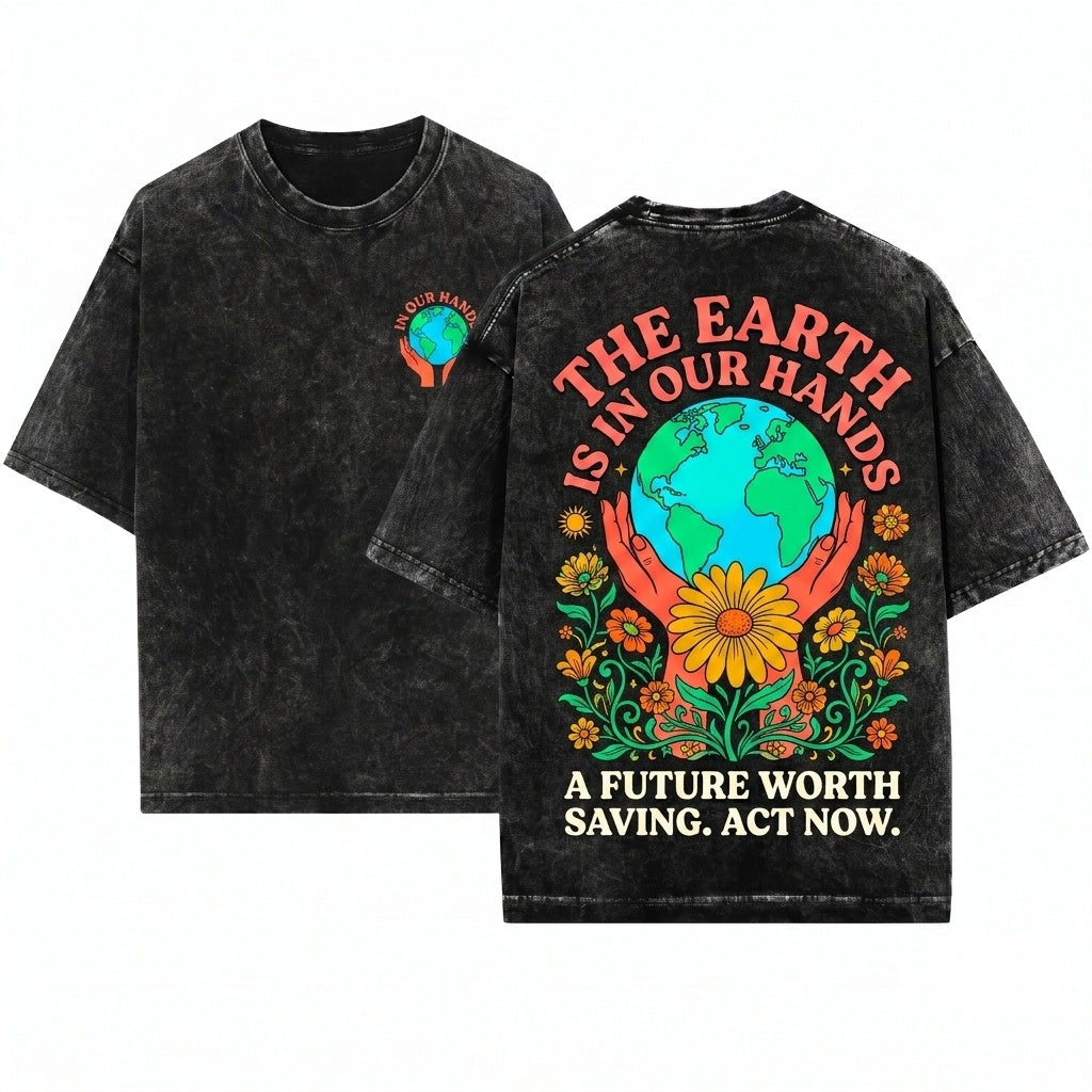 Earth Day Nature Inspired Graphic Eco Top Unisex Wash T-Shirt