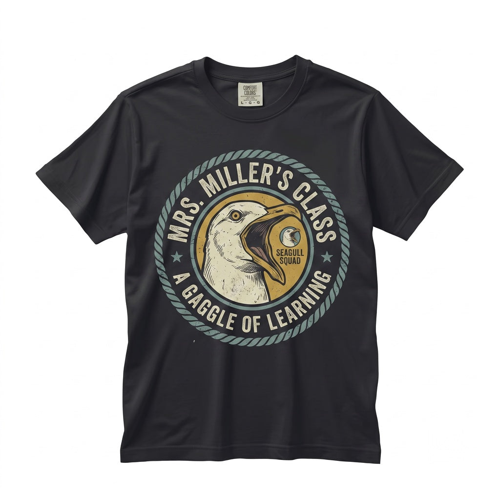 Personalized Funny Ocean Seagull Graphic Back to School Educator Gift Unisex TShirt