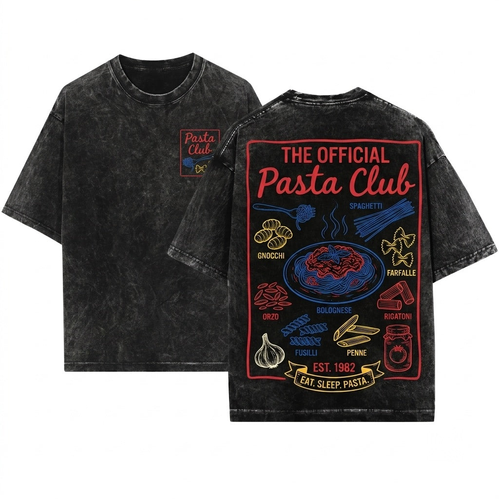 Pasta Lover Club Italian Summer Foodie Graphic Apparel Unisex Wash T-Shirt