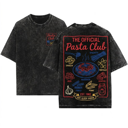 Pasta Lover Club Italian Summer Foodie Graphic Apparel Unisex Wash T-Shirt