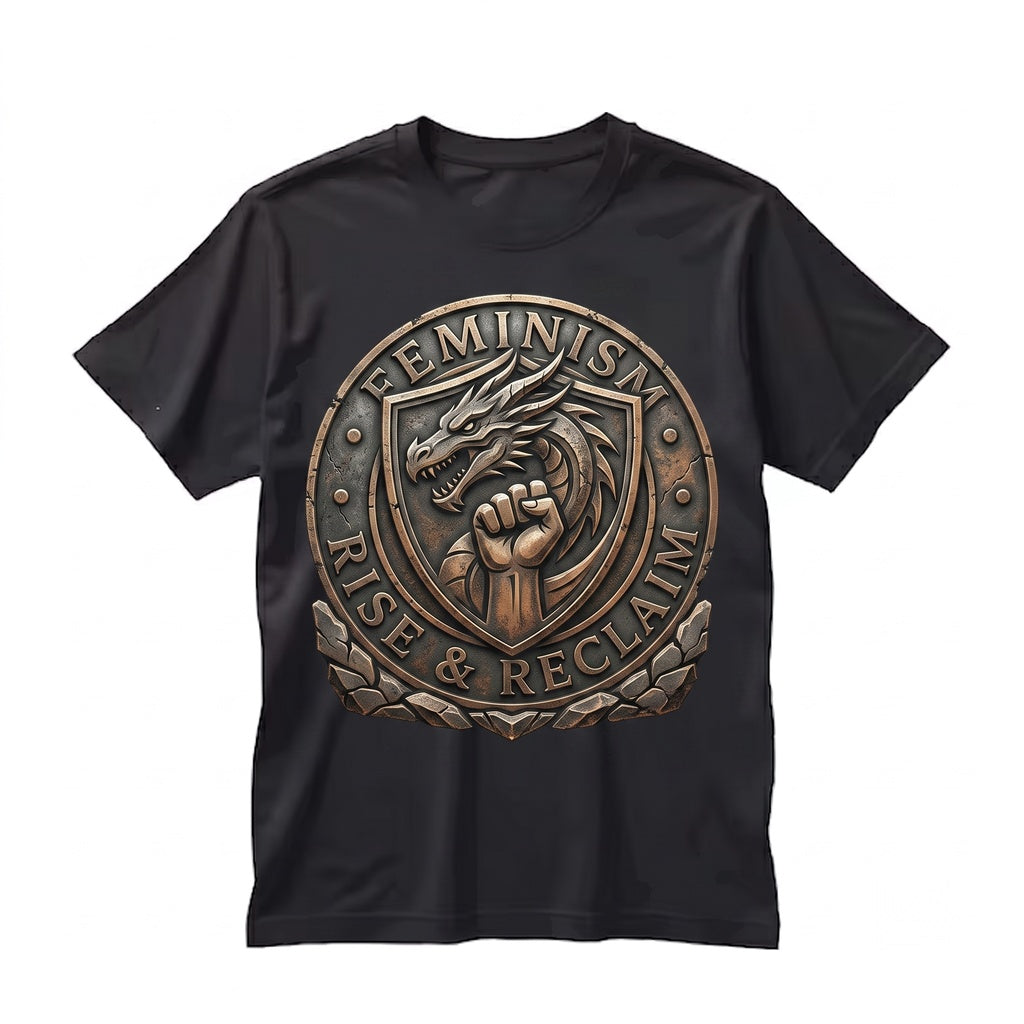 Feminism Dragon Fantasy Vintage Graphic Retro Funny Gifts Dark Art Grunge Castle Gothic Unisex TShirt