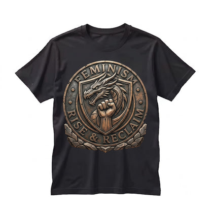 Feminism Dragon Fantasy Vintage Graphic Retro Funny Gifts Dark Art Grunge Castle Gothic Unisex TShirt