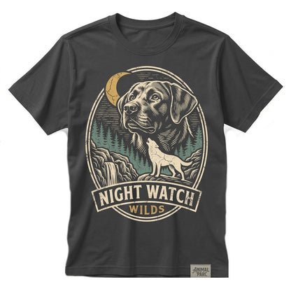 Vintage 90s Retro Black Labrador Retriever Howling at Full Moon Graphic Dog Lover Gift Unisex TShirt