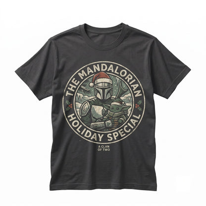 Galactic Bounty Hunter & Green Child Christmas Comic Poster Holiday Vacation 2026 Graphic Unisex TShirt