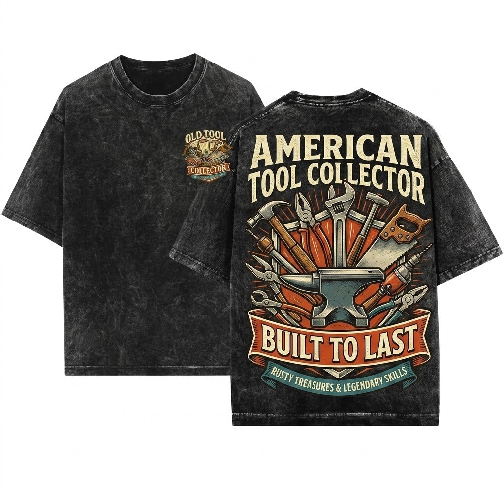 Vintage Graphic Tool Collectors Retro Antique Equipment Artisan Print Outfit Gift Unisex Wash T-Shirt