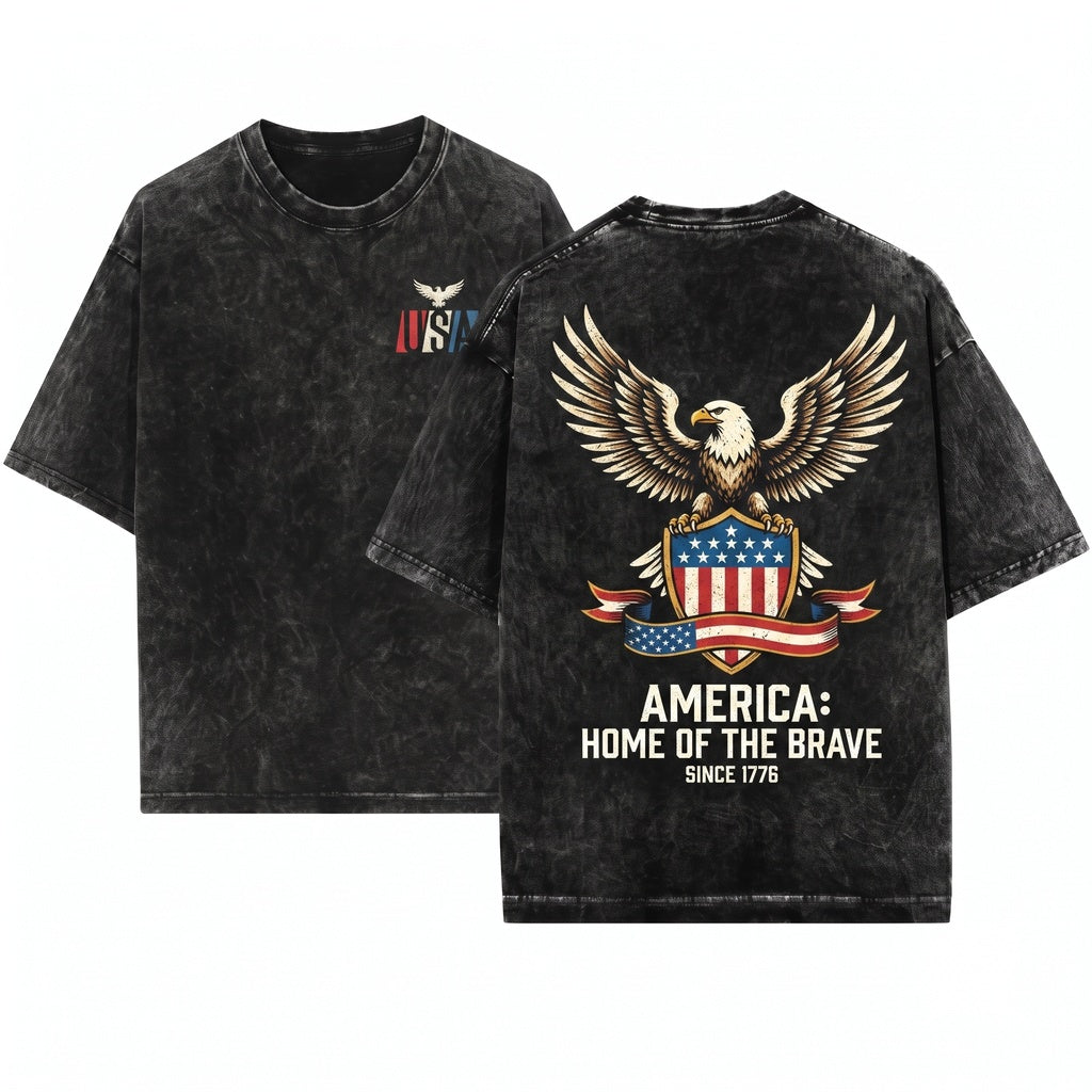 Vintage Patriotic USA Flag Red White Blue Classic Unisex Wash T-Shirt