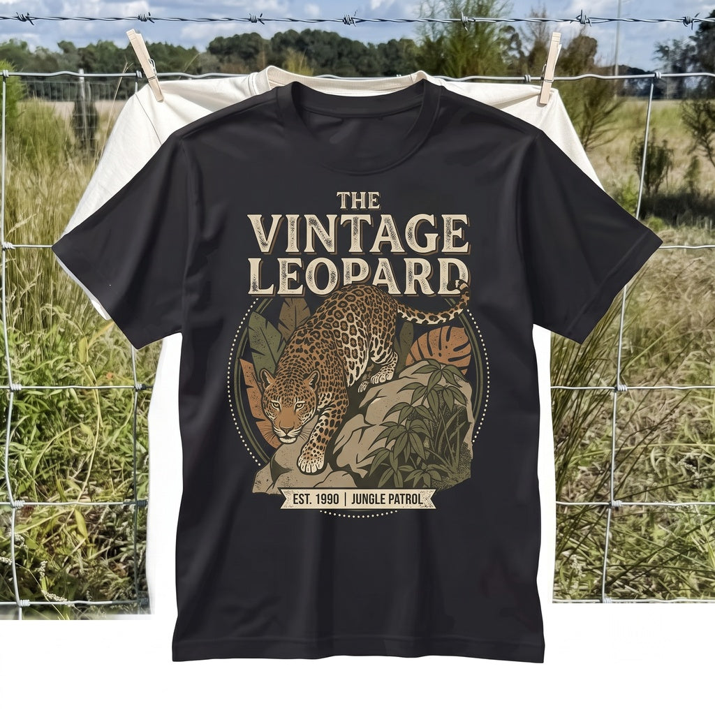 Vintage Leopard Graphic Jungle Predator Wildlife Retro Safari Adventure Nature Animal Gift Unisex TShirt