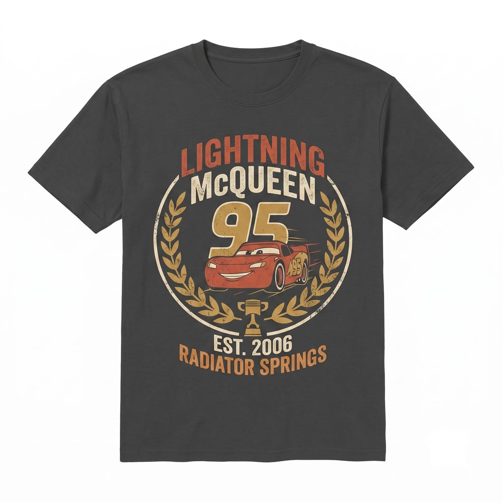 Lightning McQueen 95 Think Fast Checkered Race Car Theme Park Family Vacation Graphic Unisex TShirt