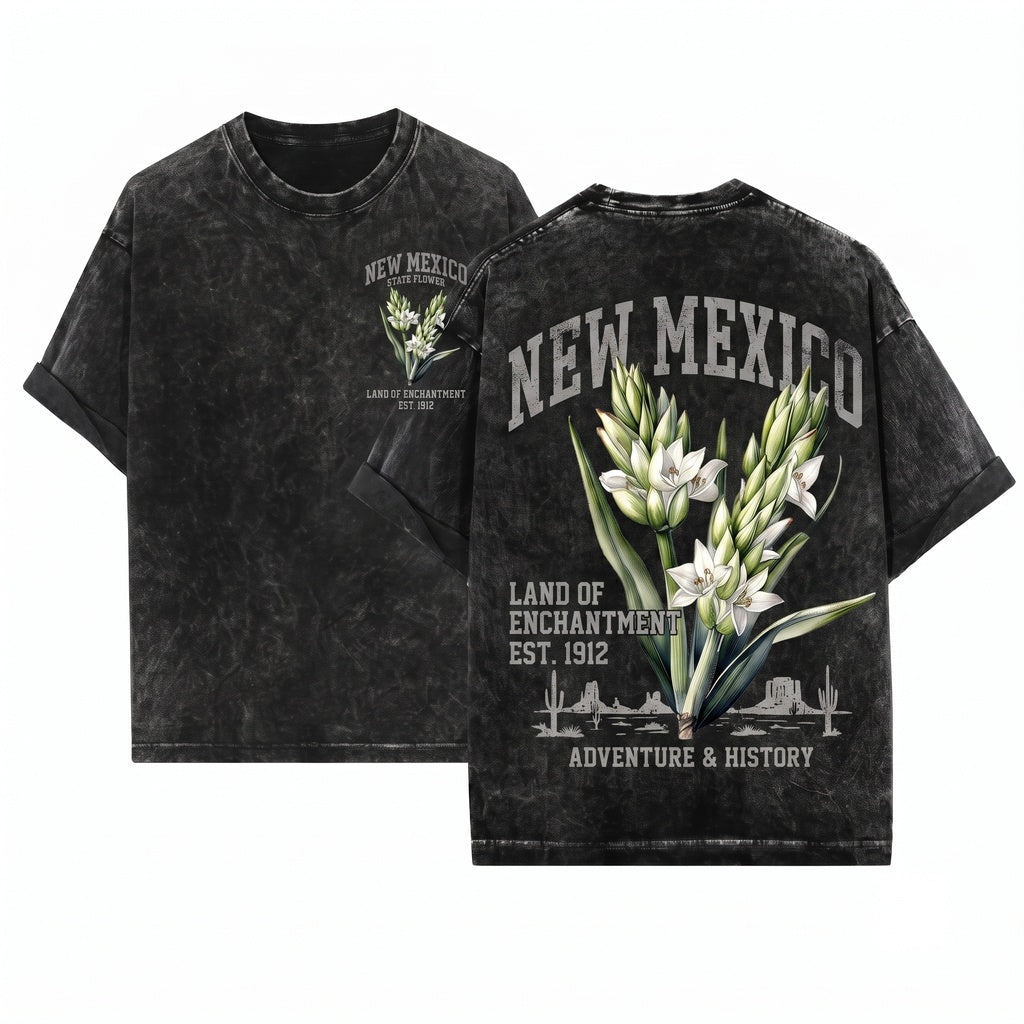 New Mexico State Flower Yucca Botanical Desert Bloom Graphic Vintage Unisex Wash T-Shirt