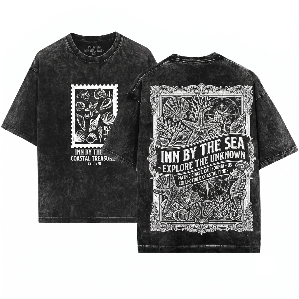 Seashell Coastal Ocean Graphic Summer Beach Unisex Wash T-Shirt