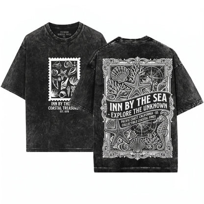 Seashell Coastal Ocean Graphic Summer Beach Unisex Wash T-Shirt