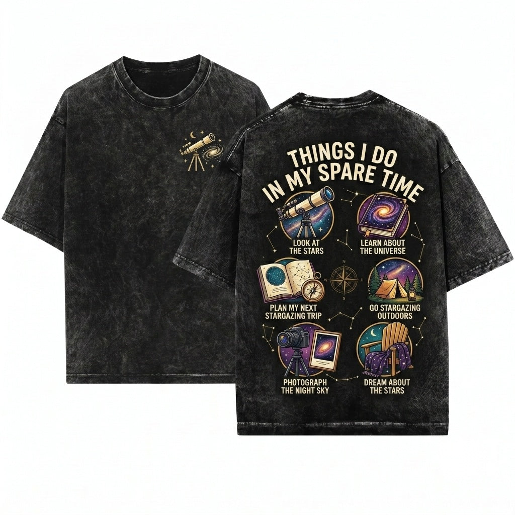 Stargazer Astronomy Celestial Night Sky Space Lover Universe Explorer Unisex Wash T-Shirt