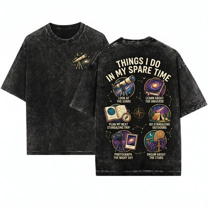 Stargazer Astronomy Celestial Night Sky Space Lover Universe Explorer Unisex Wash T-Shirt