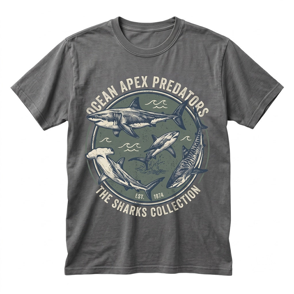 Vintage Shark Graphic Ocean Predator Marine Life Sea Animal Aesthetic Gift Unisex TShirt