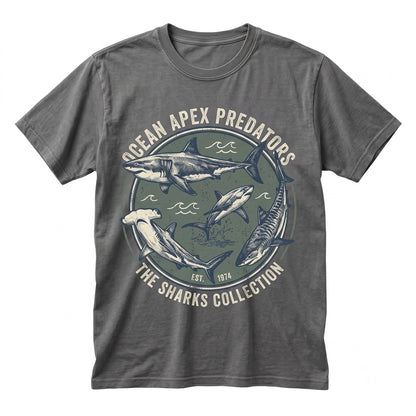 Vintage Shark Graphic Ocean Predator Marine Life Sea Animal Aesthetic Gift Unisex TShirt