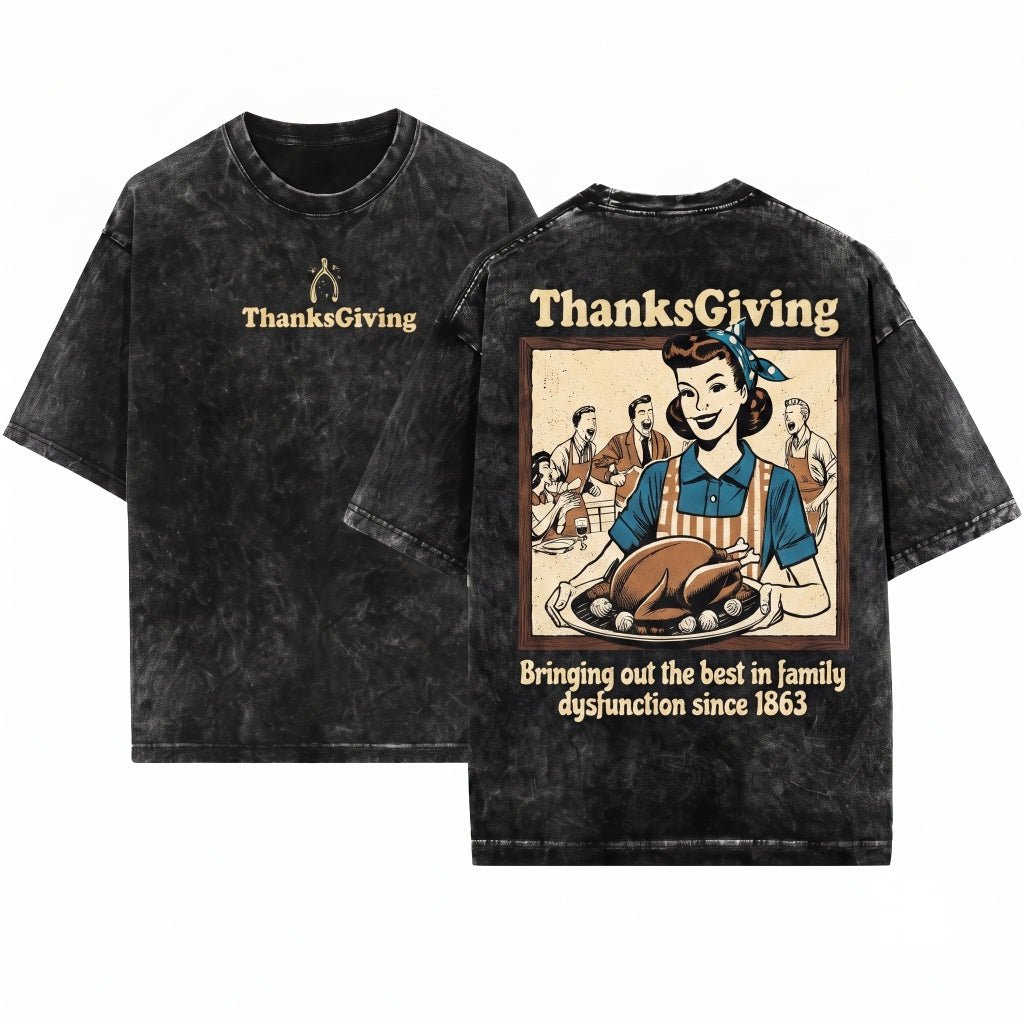 Retro Thanksgiving Fall Holiday Sweater Autumn Gift Womens Unisex Wash T-Shirt