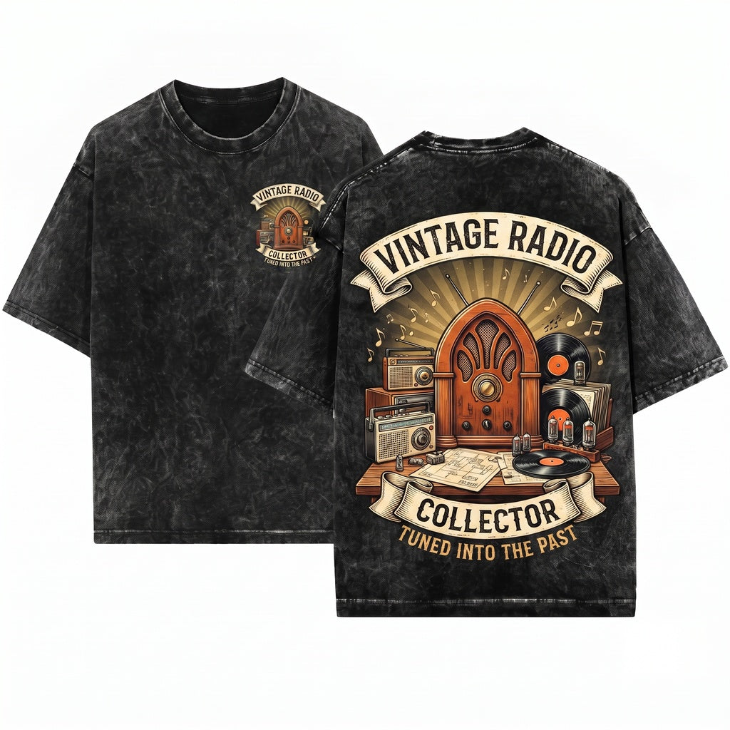 Vintage Radio Retro Collector Classic Electronics Nostalgic Music Tuned Past Unisex Wash T-Shirt