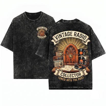 Vintage Radio Retro Collector Classic Electronics Nostalgic Music Tuned Past Unisex Wash T-Shirt