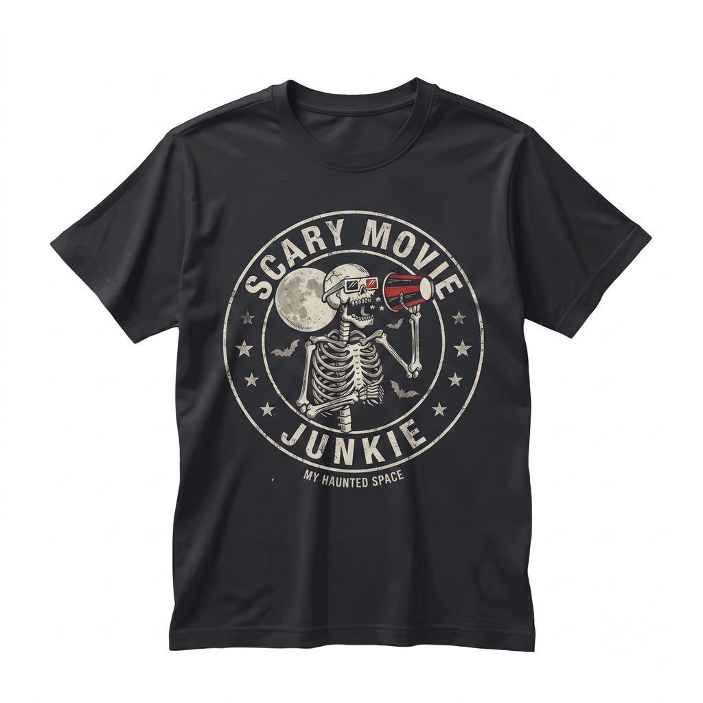 Scary Horror Movie Junkie Skeleton Spooky Halloween Gift Unisex TShirt