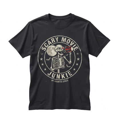 Scary Horror Movie Junkie Skeleton Spooky Halloween Gift Unisex TShirt